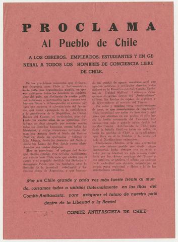 Primera imagen del registro Proclama al pueblo de Chile