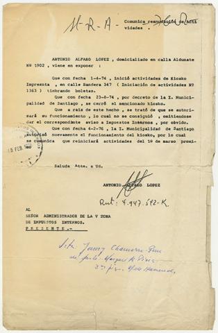 Primera imagen del registro Comunica reanudacion de actvidades. Antonio Alfaro López