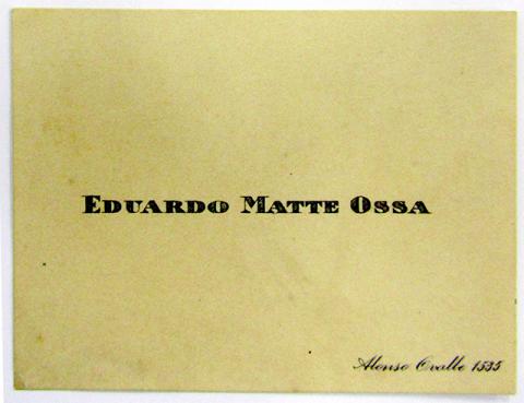 Primera imagen del registro Tarjeta de visita de Eduardo Matte Ossa