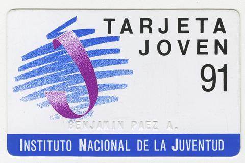 Primera imagen del registro Tarjeta Joven 1991 Instituto Nacional de la Juventud perteneciente a Benjamín Páez