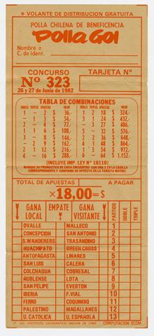 Primera imagen del registro Volante Polla Chilena de Beneficencia Polla Gol. Concurso: 323
