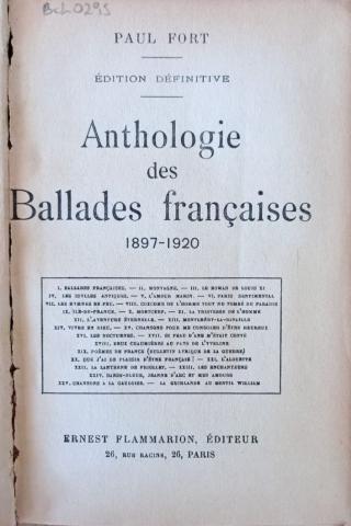 Primera imagen del registro Anthologie des Ballades francaises