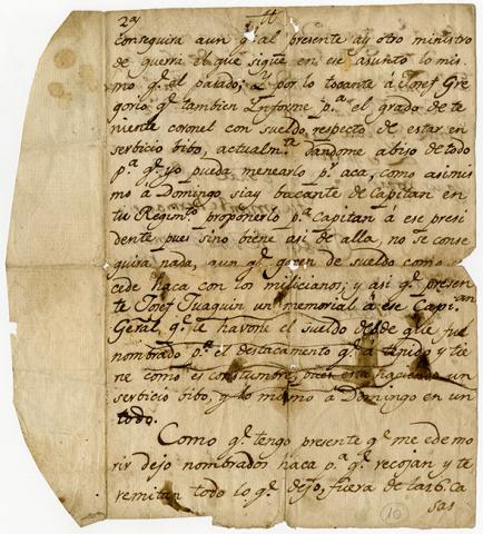 Primera imagen del registro Manuscrito de José Toro y Zambrano a su hermano Mateo de Toro y Zambrano