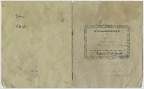 Primera imagen del registro Cuaderno de copias perteneciente a Elena del C. M.