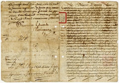 Primera imagen del registro In nomine domine amen. Certificado por Felipe de Samaniego