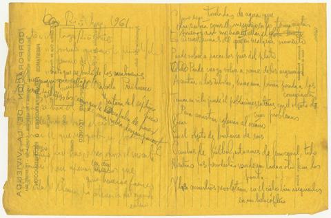 Primera imagen del registro Borrador Poema "Riñihue 1961"