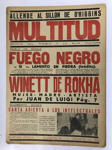 Primera imagen del registro Revista Multitud. Séptima época. N° 76 agosto de 1952. Allende al sillón de O´higgins