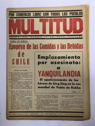 Primera imagen del registro Revista Multitud. Séptima época. Año XIV N° 83 junio-julio de 1953. Por comercio libre con todos los pueblos