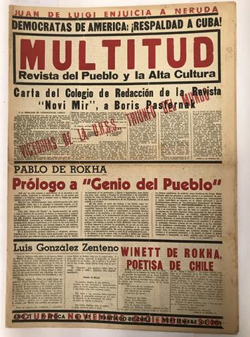 Primera imagen del registro Revista Multitud. Novena época. Año 21 N° 87 septiembre de 1959. Democratas de América: ¡Respaldad a Cuba!