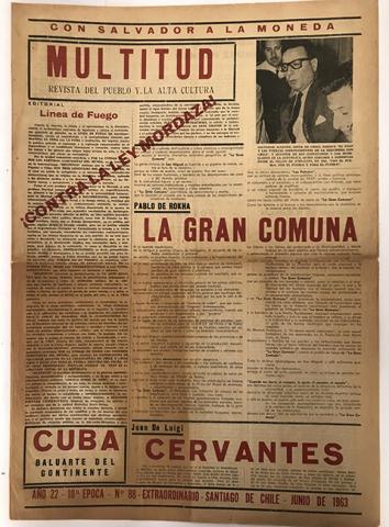 Primera imagen del registro Revista Multitud. Décima época. Año 22 N° 88 extraordinario junio de 1963. Con Salvador a la Moneda
