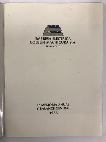 Primera imagen del registro Empresa electrica Colbun. Memoria