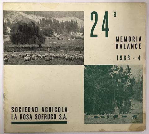 Primera imagen del registro 24a. Memoria Balance 1963-1964. Sociedad Agricola La Rosa