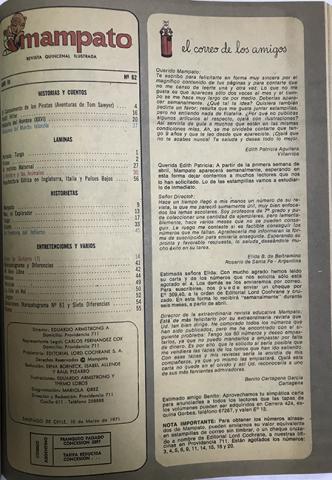 Primera imagen del registro Vol.V Revista Mampato año III n°62. 10 de marzo de 1971
