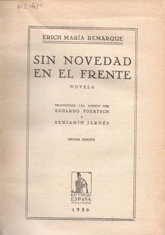 Primera imagen del registro Sin novedad en el frente