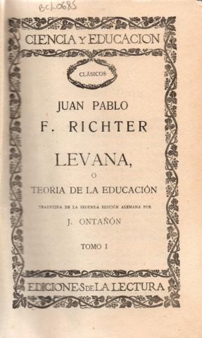 Primera imagen del registro Levana o Teoría de la Educación tomo 1