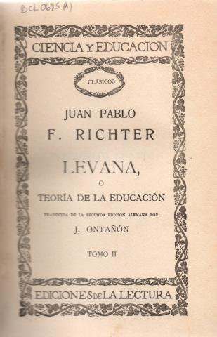 Primera imagen del registro Levana o Teoría de la Educación Tomo II