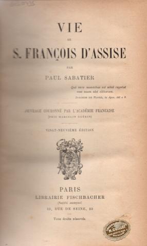 Primera imagen del registro Vie de S. Francois D´Assise
