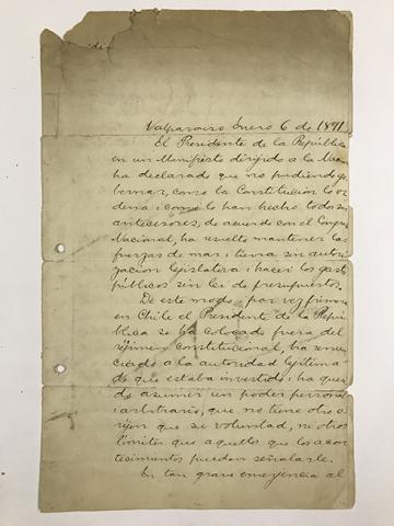 Primera imagen del registro Entrega de poderes a Jorge Montt con firmas de Waldo Silva y Ramón Barros Luco