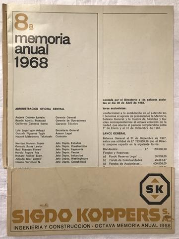 Primera imagen del registro 8a. Memoria Sigdo Koppers S.A.1968