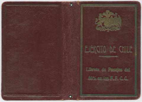 Primera imagen del registro Libreta de Pasajes del 50% en los Ferrocarriles del Estado del Ejército de Chile