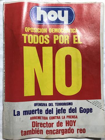 Primera imagen del registro Revista HOY año XI n°550. 1 febrero 1988-7 febrero 1988. Oposición Democrática todos por el NO