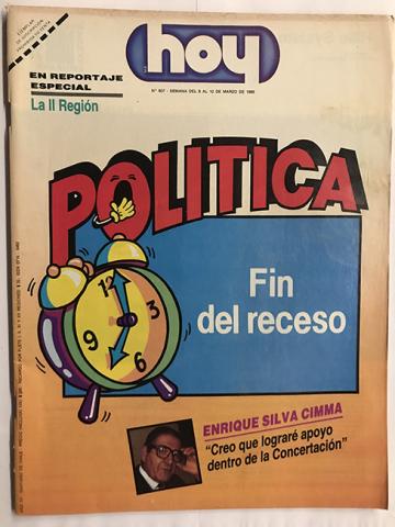 Primera imagen del registro Revista HOY año XII n°607. 6 marzo 1989-12 marzo 1989. Política. Fin del receso