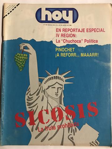 Primera imagen del registro Revista HOY año XII n°609. 20 marzo 1989-26 marzo 1989. Sicosis, la fruta prohibida