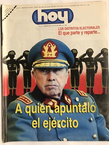 Primera imagen del registro Revista HOY año XII n°613. 17 abril 1989-23 abril 1989. A quién apuntaló el ejército