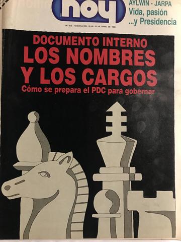 Primera imagen del registro Revista HOY año XII n°622. 19 junio 1989-25 junio 1989. Documento interno. Los nombre y los cargos. Cómo se prepara el PDC para gobernar