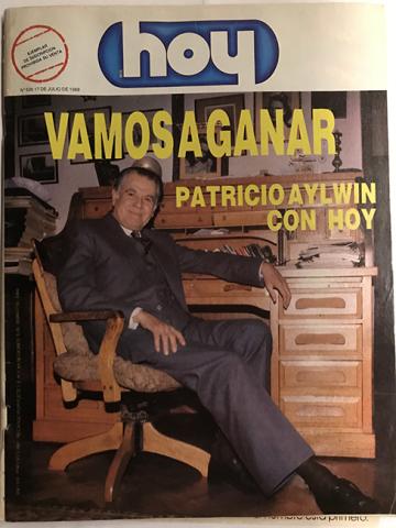 Primera imagen del registro Revista HOY año XIII n°626. 17 julio 1989. Vamos a ganar. Patricio Aylwin con Hoy