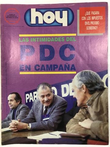 Primera imagen del registro Revista HOY año XIII n°628. 31 julio 1989. Las intimidades del PDC en campaña