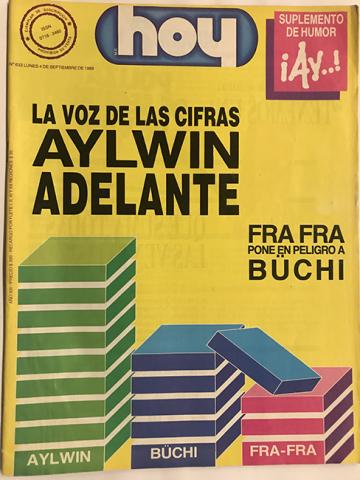 Primera imagen del registro Revista HOY año XIII n°633. 4 septiembre 1989. La voz de las cifras Aylwin adelante