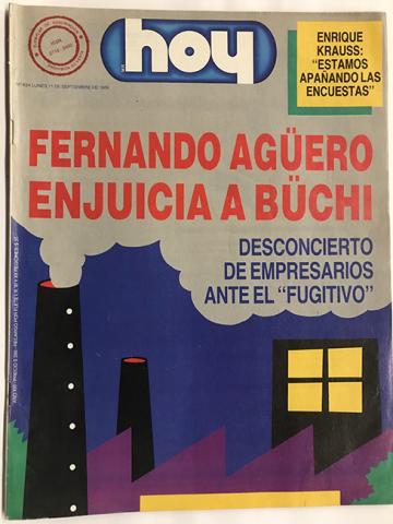 Primera imagen del registro Revista HOY año XIII n°634. 11 septiembre 1989. Fernando Agüero enjuicia a Büchi