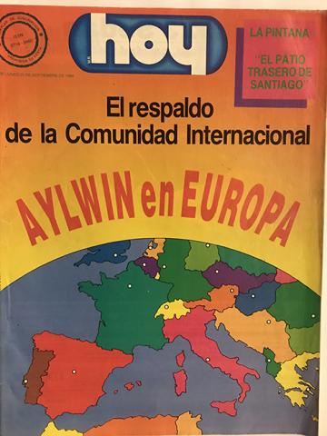 Primera imagen del registro Revista HOY año XIII n°636. 25 septiembre 1989. Aylwin en Europa