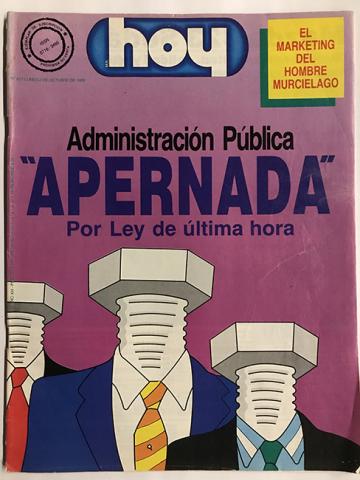 Primera imagen del registro Revista HOY año XIII n°637. 2 octubre 1989. Administración Pública "apernada"