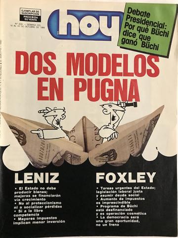 Primera imagen del registro Revista HOY año XIII n°639. 22 octubre 1989. Dos modelos en pugna