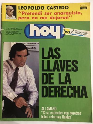 Primera imagen del registro Revista HOY año XIII n°656. 12 febrero 1990-18 febrrero 1990. Las llaves de la Derecha