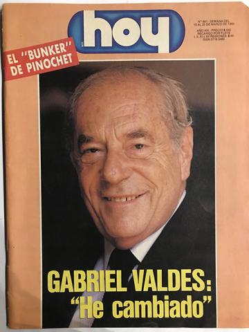 Primera imagen del registro Revista HOY año XIII n°661. 19 marzo 1990-25 marzo 1990. Gabriel Valdés: "He cambiado"