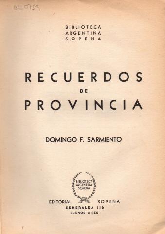 Primera imagen del registro Recuerdos de provincia