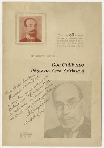 Primera imagen del registro Menú a Guillermo Pérez de Arce Adriazola