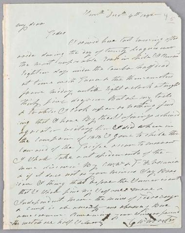 Primera imagen del registro Carta de Charles Wooster a Pedro Félix Vicuña