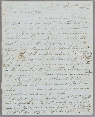 Primera imagen del registro Carta de Charles Wooster a Pedro Félix Vicuña