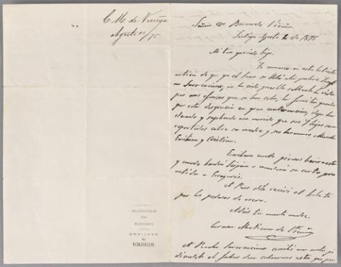 Primera imagen del registro Carta de Carmen Mackenna a Bernardo Vicuña