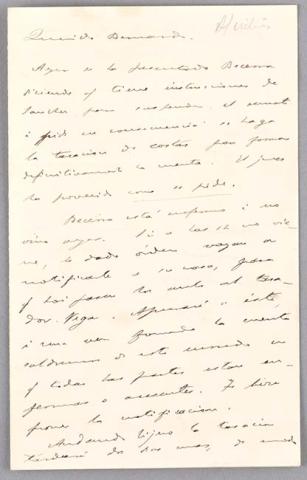 Primera imagen del registro Carta de Benjamín Vicuña Mackenna a Bernardo Vicuña
