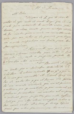 Primera imagen del registro Carta de Carmen Mackenna a Pedro Félix Vicuña
