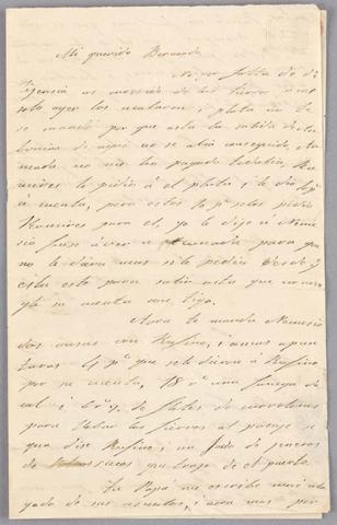 Primera imagen del registro Carta de Carmen Mackenna a Bernardo Vicuña