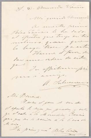 Primera imagen del registro Carta de A. Subercaseaux a Bernardo Vicuña