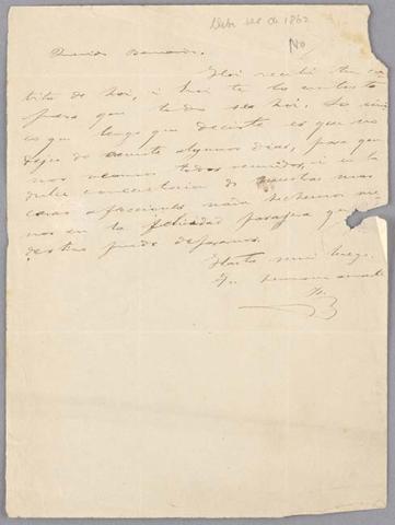 Primera imagen del registro Carta de Benjamín Vicuña Mackenna a Bernardo Vicuña