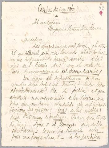 Primera imagen del registro Carta de Luciano Borkoski a Benjamín Vicuña Mackenna