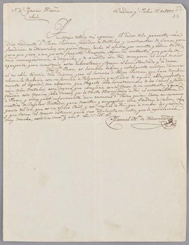 Primera imagen del registro Carta de Manuel de Undurraga a Ignacio Vicuña